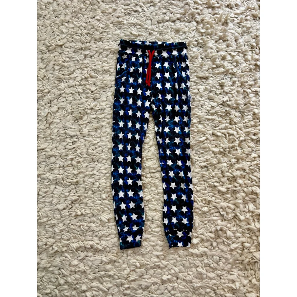 Kid Ollee and Belle Blue White Star Print Bamboo Joggers 6T